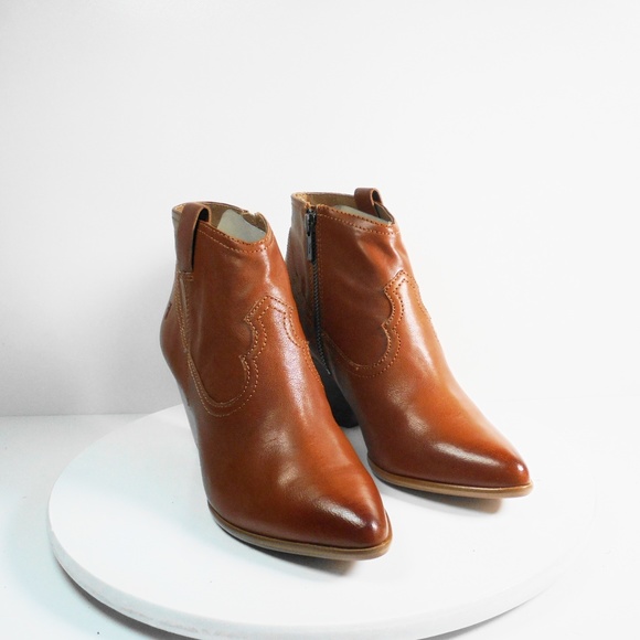 FRYE women's Cognac Leather Bootie - Picture 8 of 8